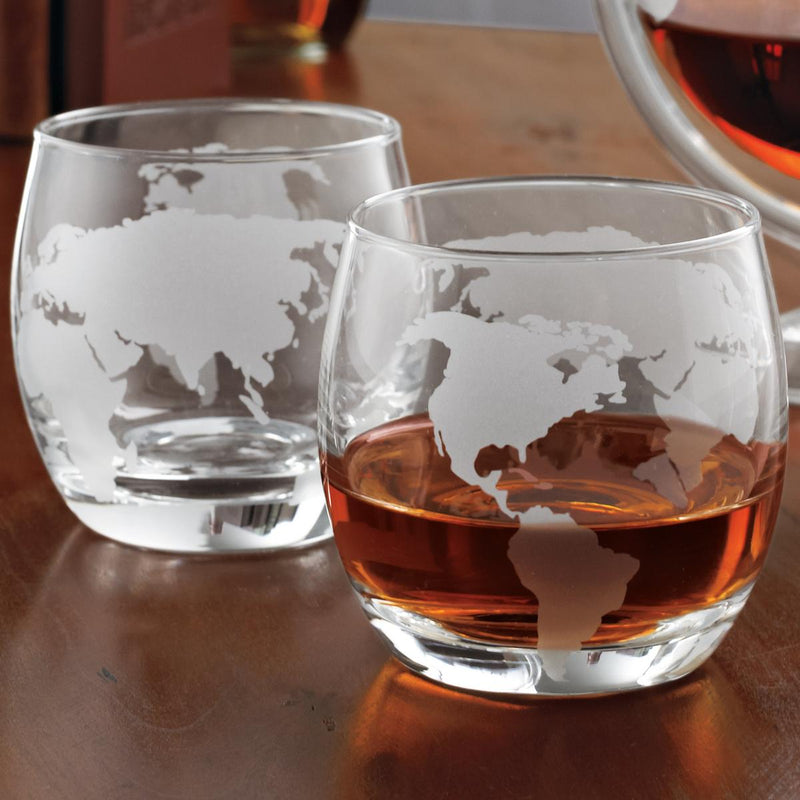 DEMO ONLY Globe Whiskey Glasses and Decanter