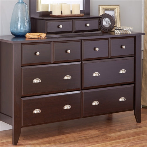 DEMO ONLY Dark Brown 6 Drawer Dresser