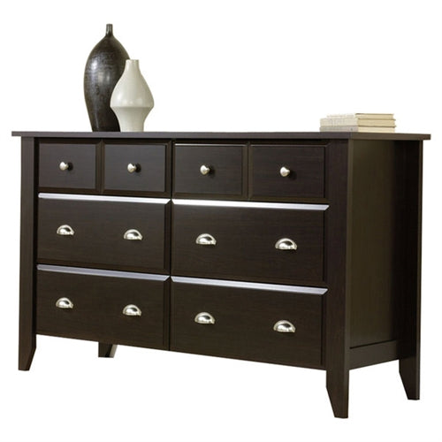 DEMO ONLY Dark Brown 6 Drawer Dresser