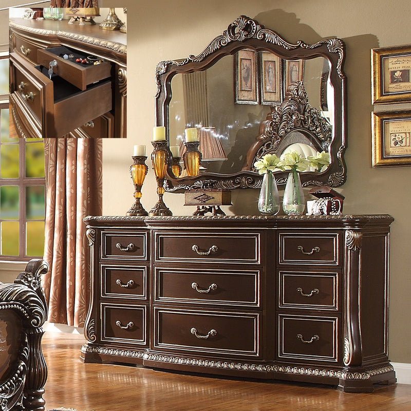 DEMO ONLY Dark Brown Extra Wide French Dresser