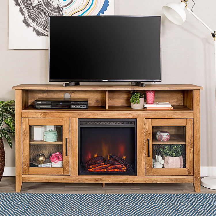 DEMO ONLY Rustic Two Door Fireplace Media Console