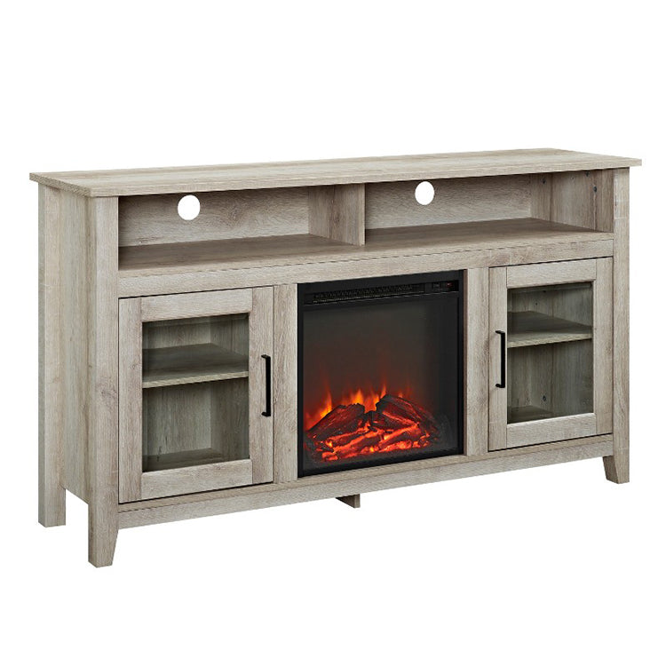 DEMO ONLY Rustic Two Door Fireplace Media Console