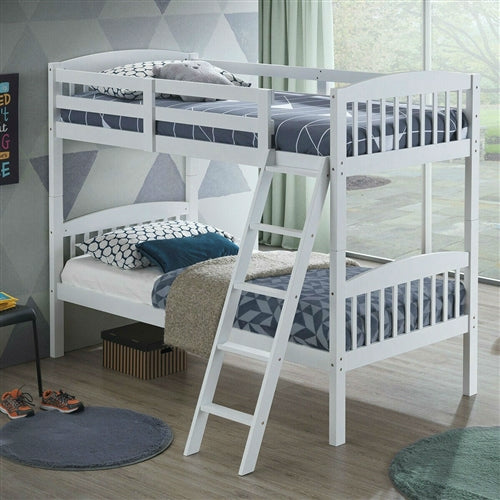 DEMO ONLY White Finish Detachable Twin Bunk Bed