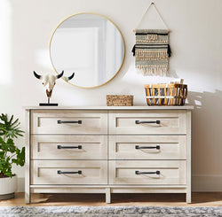 DEMO ONLY White Modern Farmhouse 6 Drawer Dresser