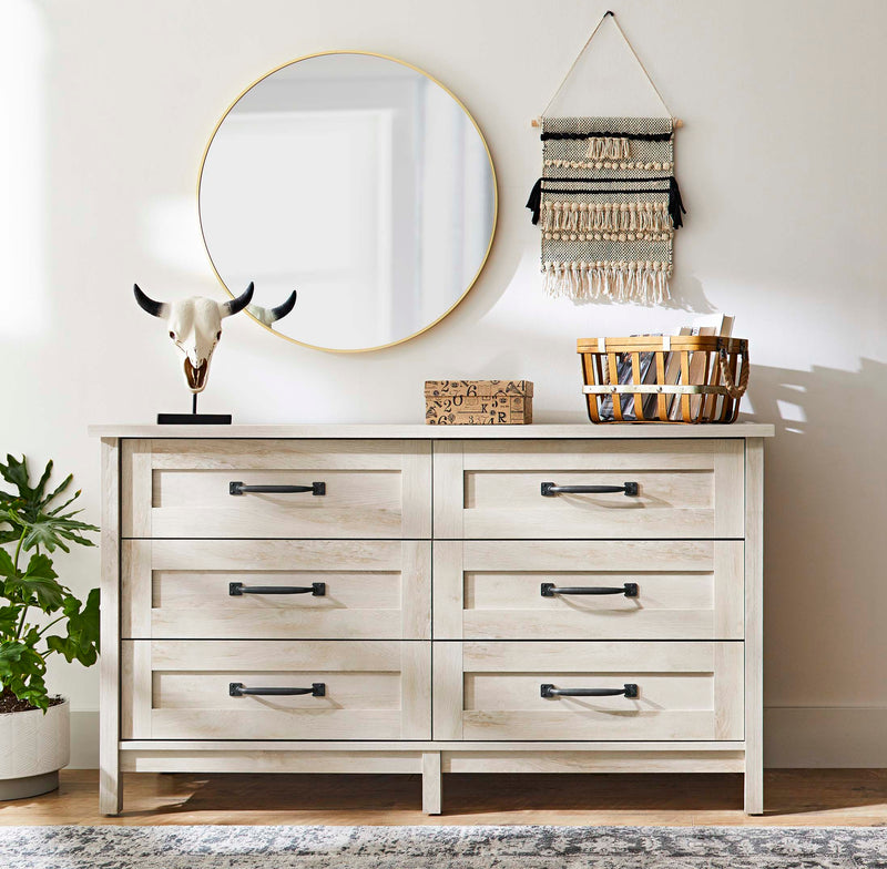 DEMO ONLY White Modern Farmhouse 6 Drawer Dresser